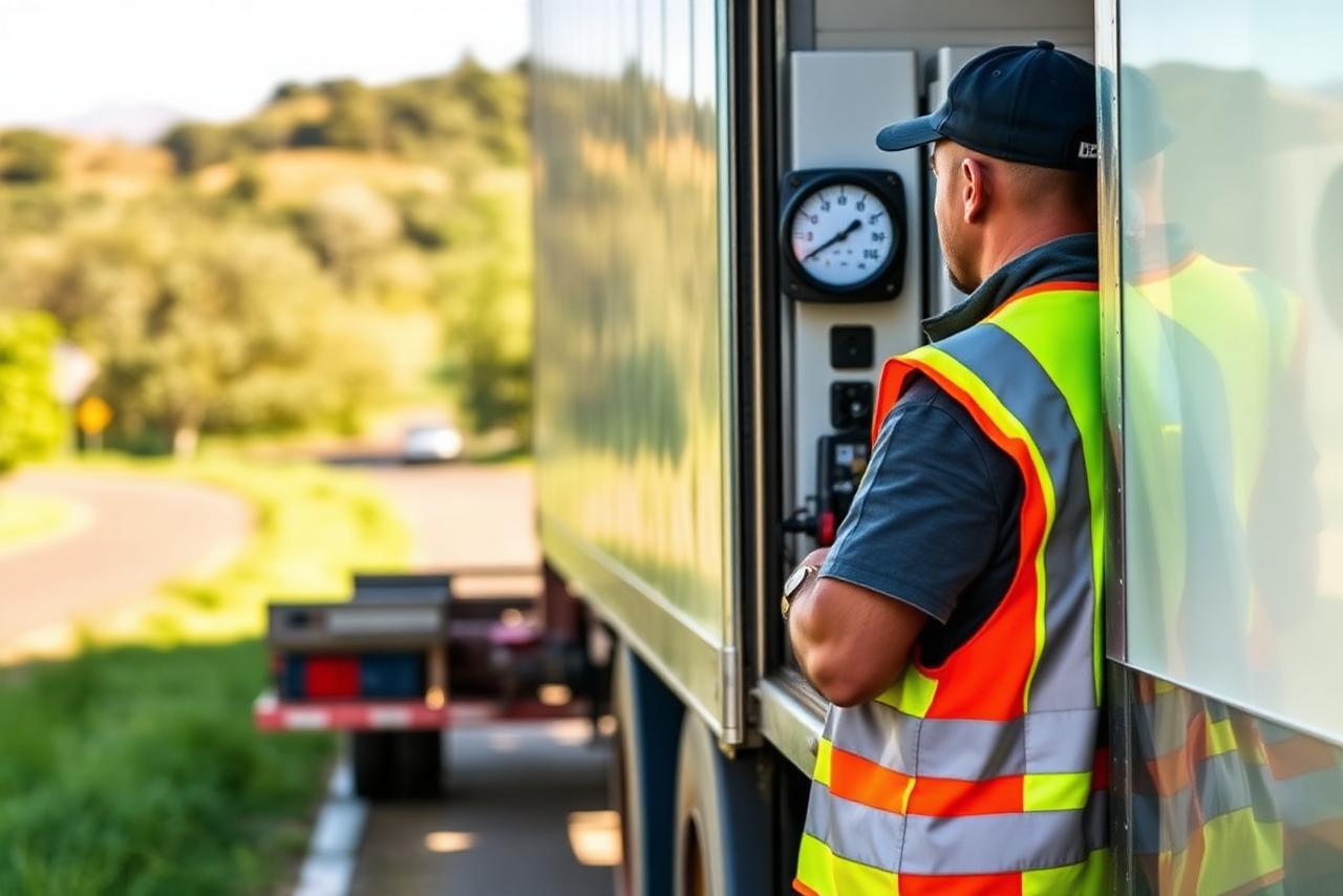 Driver completing safety and compliance checks on a Tunnel Fox truck